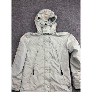 Bogner Jacket Womens 6 Green Hooded‎ Full Zip Insulated Ski Snow Embroidered